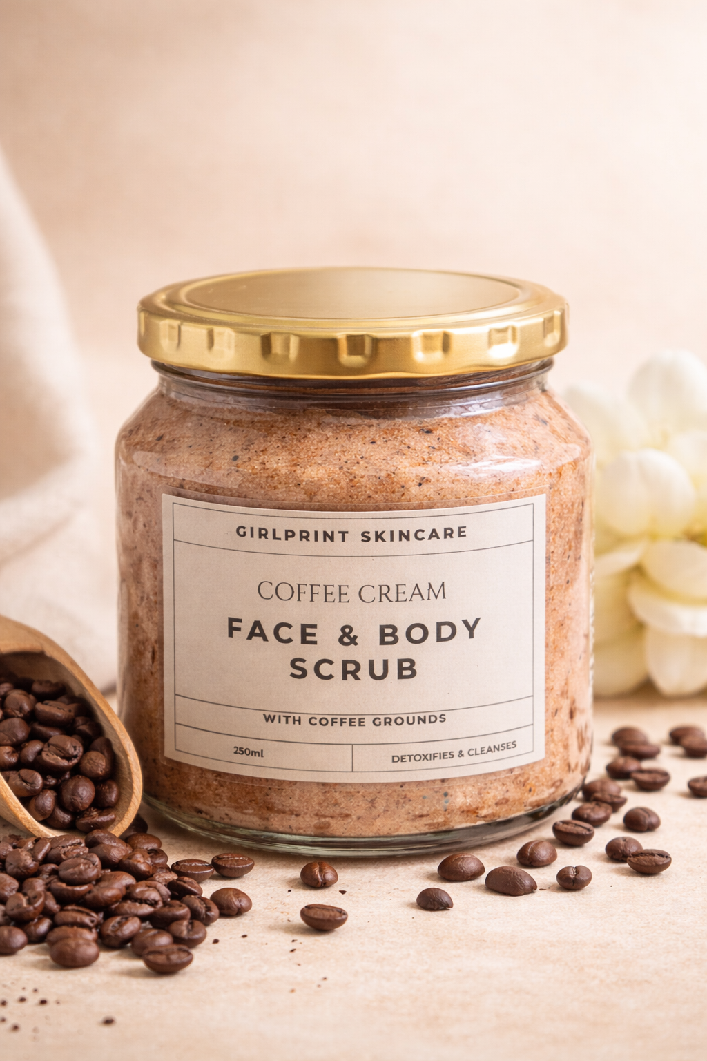 Coffee Cream Face & Body Scrub ( fragrance free )
